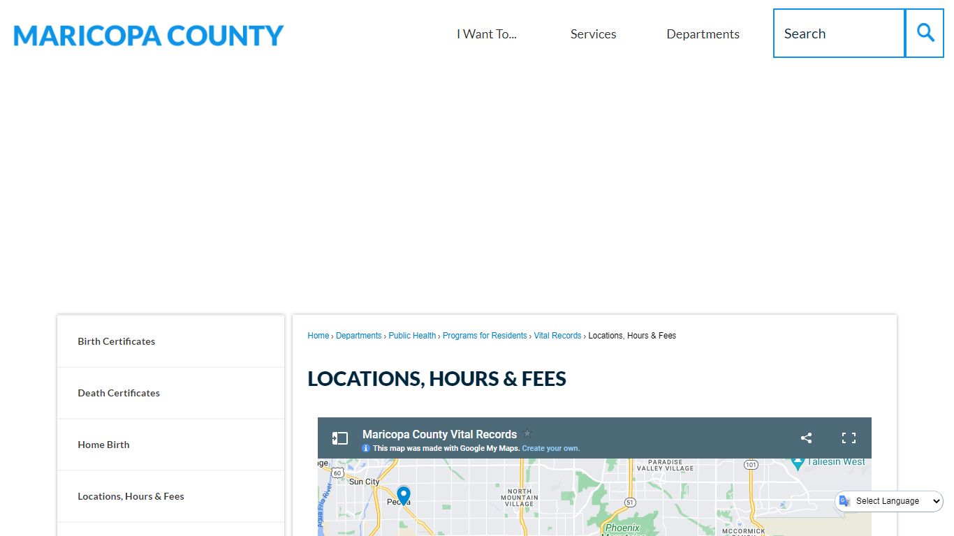 Locations, Hours & Fees | Maricopa County, AZ